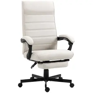 Vinsetto High-Back Home Office Chair with Adjustable Height and Footrest, White