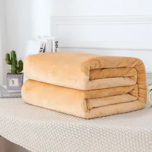 Neel Blue Soft Fluffy Fleece Large Blanket - Beige - 150cm x 200cm