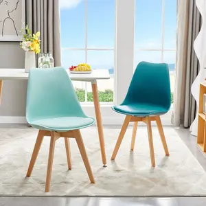 Nero Upholstered Dining Chair (Set of 2) Aqua/Turquoise / Beech