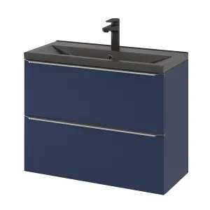 GoodHome Imandra Slimline Matt Blue Wall-mounted Bathroom Cabinet (H) 600mm (W) 800mm