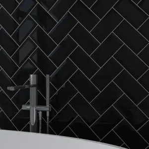 Trentie Black Gloss Metro Ceramic Wall Tile Sample