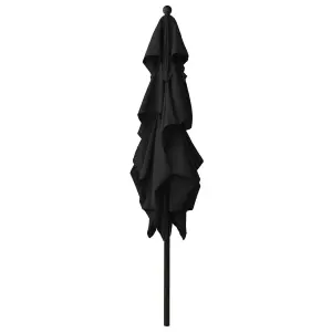 Berkfield 3-Tier Parasol with Aluminium Pole Black 2.5x2.5 m