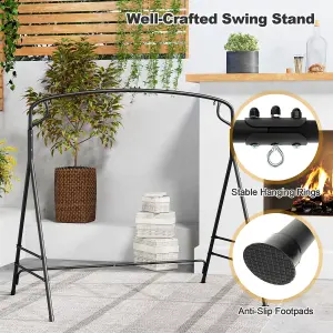 Costway Outdoor Metal Swing Frame Sturdy A-Shaped Porch Swing Stand w/ Extra Side Bars