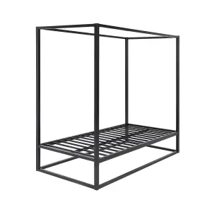 Ashwell Modern Four 4 Poster Black Single Metal Bed Frame