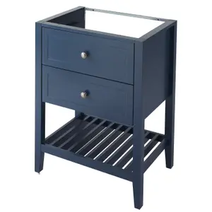 GoodHome Perma Satin Blue Freestanding Bathroom Vanity unit (H) 806mm (W) 600mm