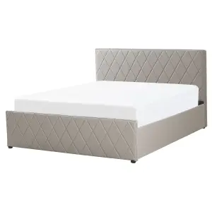 Faux Leather EU King Size Ottoman Bed Taupe ROCHEFORT