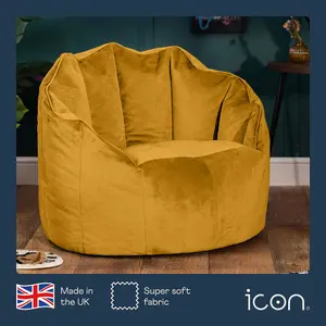 icon Sirena Scallop Chair Bean Bag Ochre Yellow Velvet Bean Bags