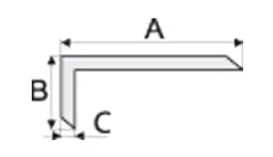 Aluminum Anodised Non-equal sided  Chamfered angle bar B25 1000x14x10 mm