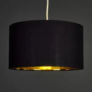 ValueLights Reni Large Modern Black and Gold Pendant Ceiling Light Shade