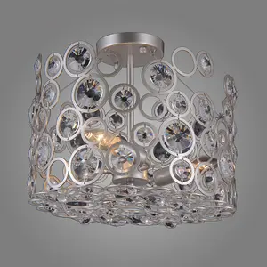 Luminosa Modern Flush Ceiling Light Champagne Silver 3 Light , E14