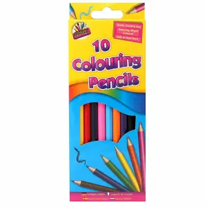 ArtBox Bright Colour, Safe & Non-Toxic Full Size 10 Colouring Pencils