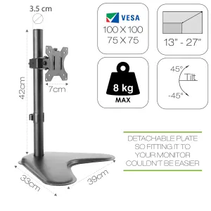 Dihl Single Computer Monitor Arm Mount Desk Stand 13"-27"