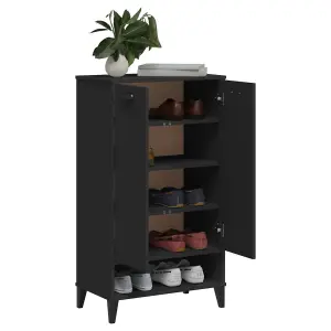 Shoe Cabinet VIKEN Black Solid Wood Pine