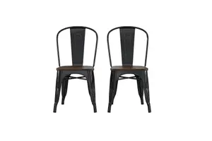 Fusion Dining Chair in Metal in Black, 2 pieces