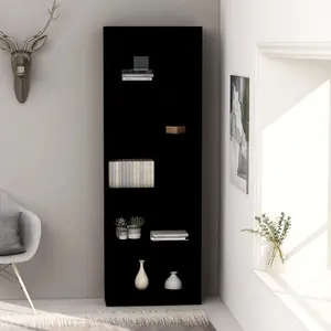 Berkfield 5-Tier Book Cabinet Black 60x24x175 cm Engineered Wood