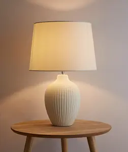 Nora 51cm Cream Ceramic Table Lamp With Matching Cream Shade Tall Table lamp with Lampshade