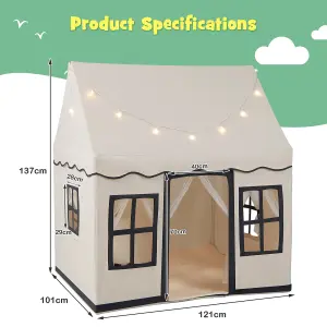 Costway Kids Play Tent Indoor Kids Playhouse with Star Lights Toddler Castle Play Tent