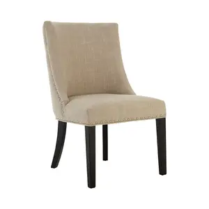 Interiors By Premier Elegant Natural Linen With Curly Back Dining Chair, Sturdy Grey Dining Chair, Stylish Chair For Diningroom