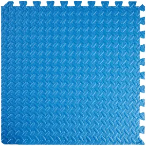 Gym Mats - 12 interlocking sections with 24 edge pieces, 61 x 61 cm each - blue