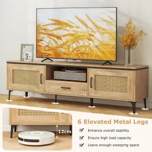 COSTWAY TV Stand for 65" TVs Modern Media Cabinet Console Table with Cable Hole