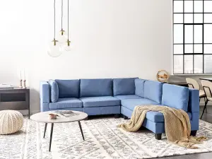 Corner Sofa UNSTAD Blue Fabric Left Hand