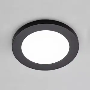 Litecraft Darly Satin Black 1 Lamp Modern Bathroom 6W LED Flush Ceiling Light