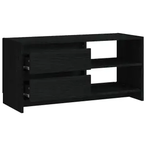 vidaXL TV Cabinet Black 80x31x39 cm Solid Pinewood