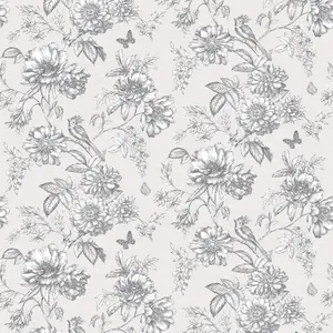 GoodHome Stanmer Beige Mica effect Floral Textured Wallpaper