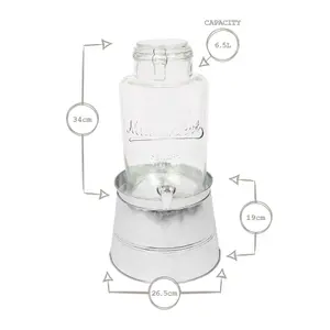 Rink Drink Glass Drinks Dispenser with Tap & Silver Bucket Stand - 6.5L