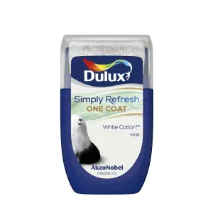 Dulux One coat White cotton Matt Emulsion paint, 30ml