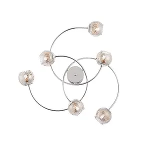 Luminosa Aerith 6 Light Semi flush Chrome, Smokey Mirror Tinted Glass, G9