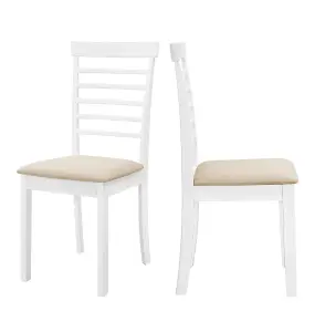 Hallowood Furniture Ledbury Wooden Chair with Fabric Seat Pad in White Painted Finish (Pair)