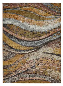 Bronze Abstract Jute Polyester Modern Living Room, Bedroom Rug - 120cm X 170cm