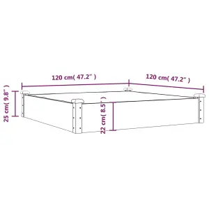 Berkfield Garden Raised Bed with Liner Grey 120x120x25 cm Solid Wood Fir