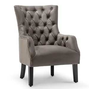 Velvet Light Grey Gabriella Accent Chair