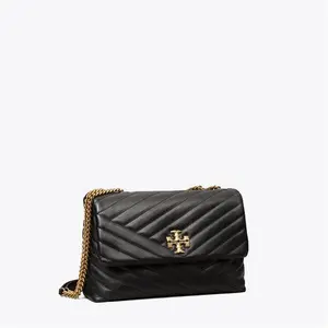 Tory Burch Women's Kira Chevron Convertible Shoulder Bag In Black/Gold, One Size