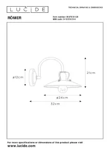 Lucide Römer Cottage Wall Light - 1xE27 - Cream