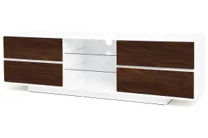 Homeology Avitus Premium High Gloss White with 4-Walnut Drawers and 2 Shelves up to 65" LED/OLED/LCD TV Cabinet