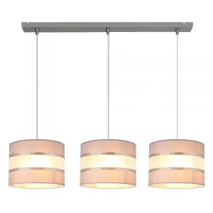 Luminosa Helen Straight Bar Pendant Ceiling Light Grey, Silver 65cm