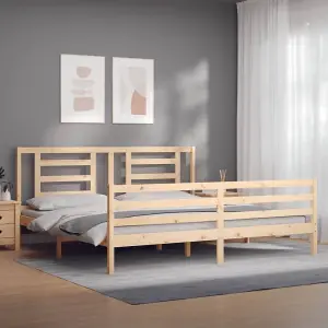 Berkfield Bed Frame with Headboard Super King Size Solid Wood