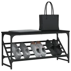 Shoe Rack Black 90x30x45 cm Engineered Wood