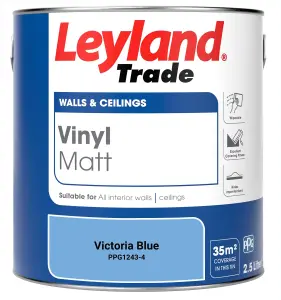 Leyland Trade Vinyl Matt Walls & Ceilings Emulsion Paint Victoria Blue (PPG1243-4) 2.5L