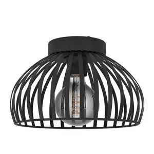 EGLO Mogano 3 Wireframe Black Flush Ceiling Light 28 cm