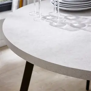 Dunelm Zuri 4 Seater Round Dining Table, Concrete Effect, Industrial, Grey