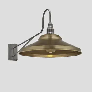 Industville Long Arm Giant Step Wall Light, 18 Inch, Brass, Pewter Holder