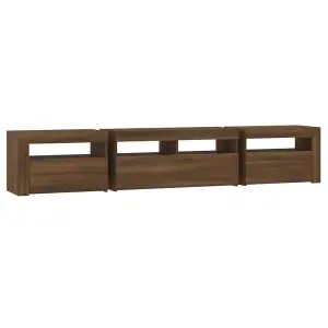 Berkfield TV Cabinet with LED Lights Brown Oak 210x35x40 cm