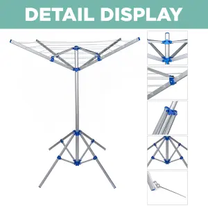 4 Arm Rotary Washing Line Airer Indoor & Outdoor Umbrella-Style Clothes Drying Rack