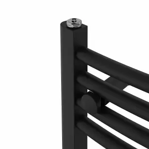 Rinse Bathrooms Electric Heated Towel Rail Curved Black Bathroom Towel Radiator 1200x300mm - 600W