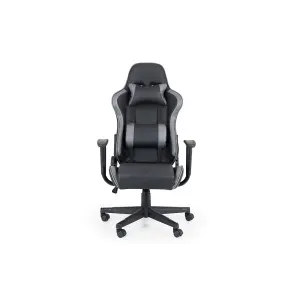 Black and Grey Faux Leather Gaming Chair