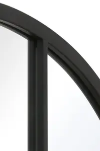 MirrorOutlet The Fenarc Black Metal Framed Arched Window Wall Mirror 120CM X 80CM